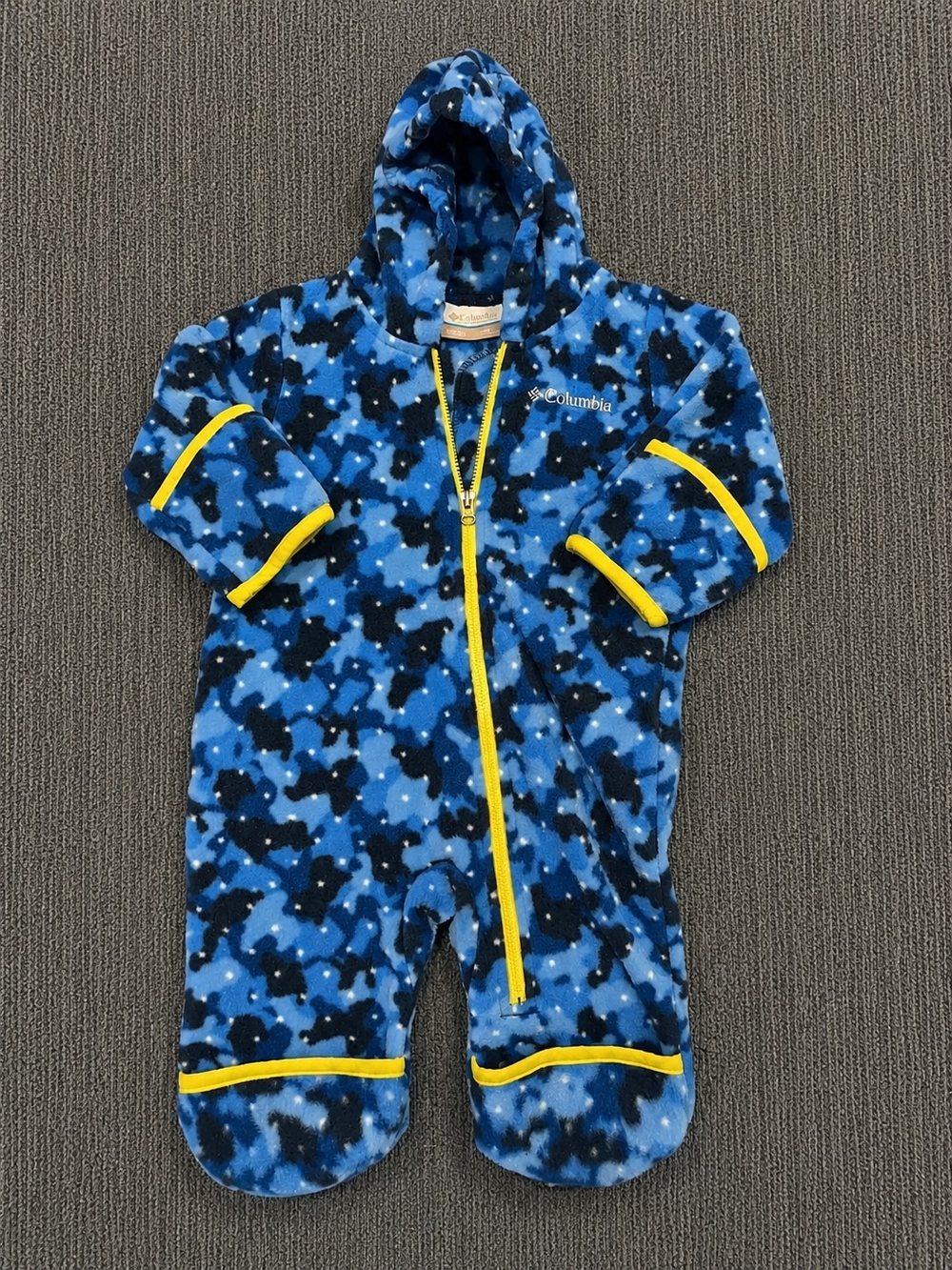 Columbia Blue Camo Hooded Fleece One-Piece 3/6 Month